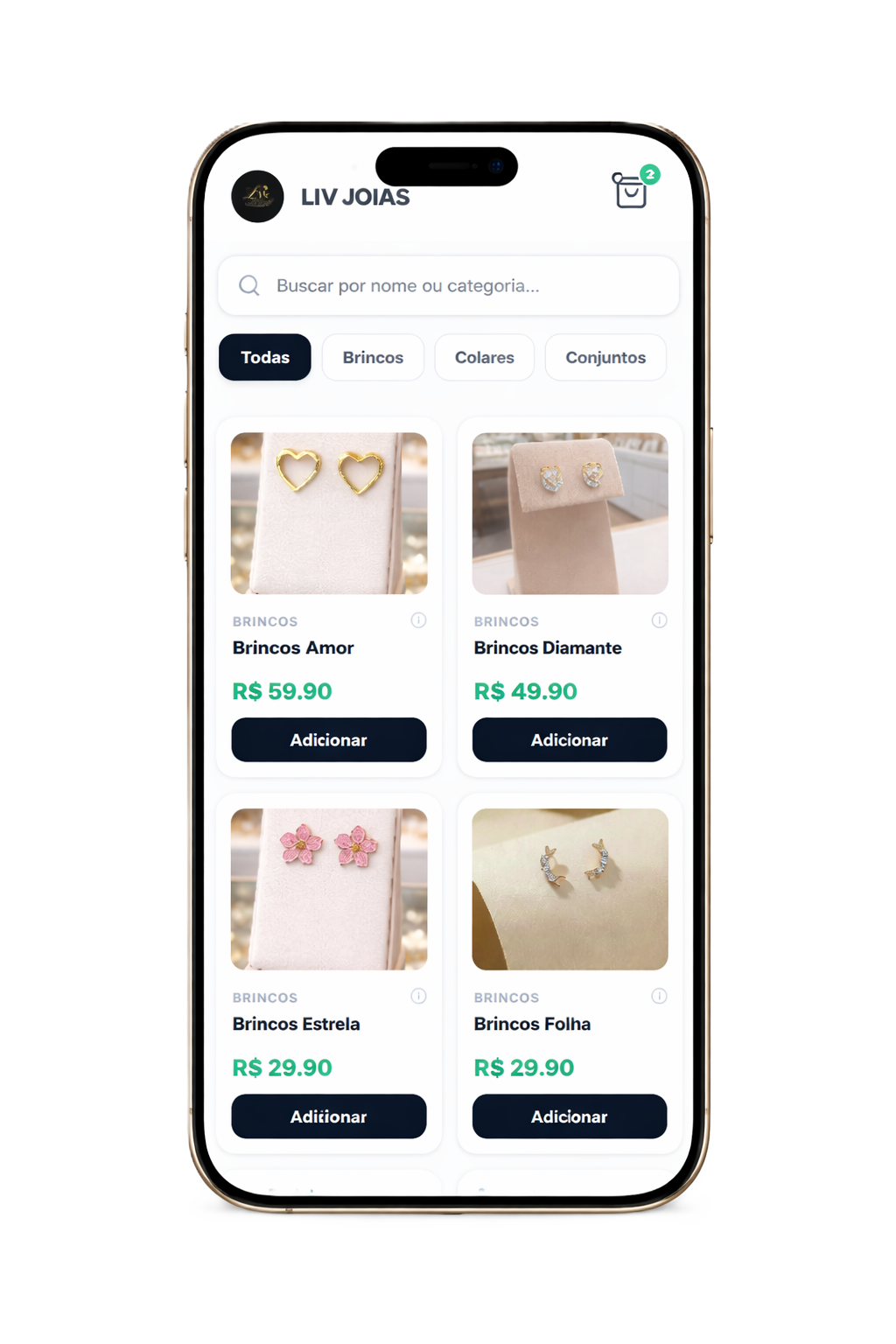 Tela do Catálogo Online no Celular